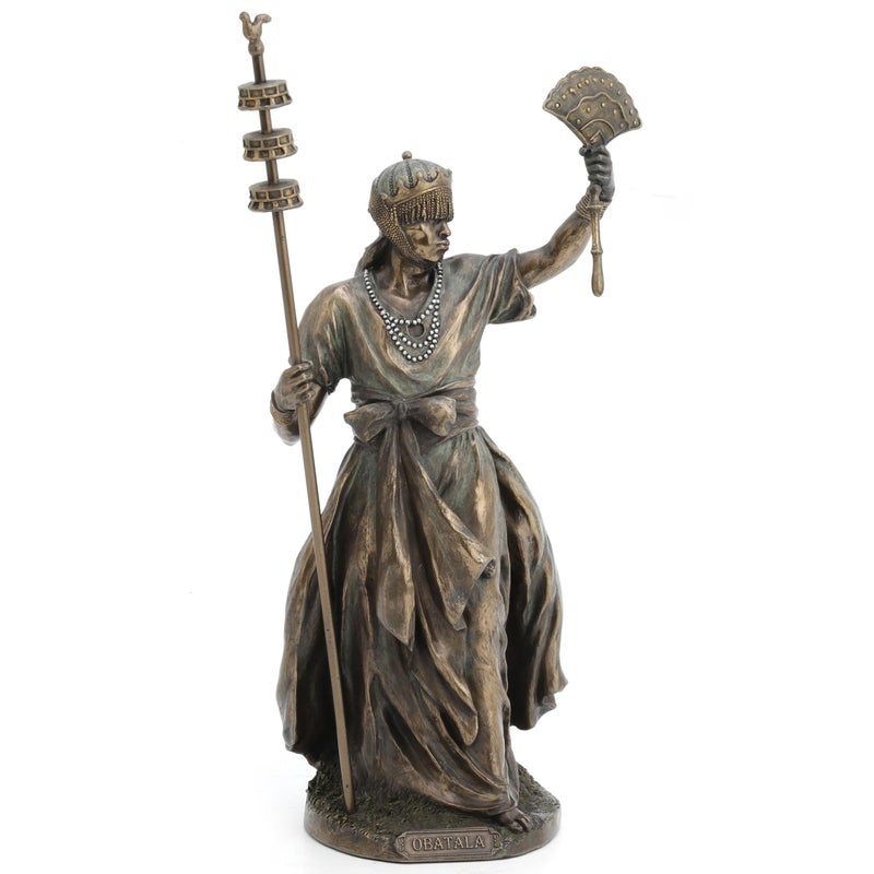 UNICORN STUDIO 12 Inch Obatala The Creator Orisha Santeria Yoruba Cold Cast Resin Bronze Finish Sculpture - Image 2